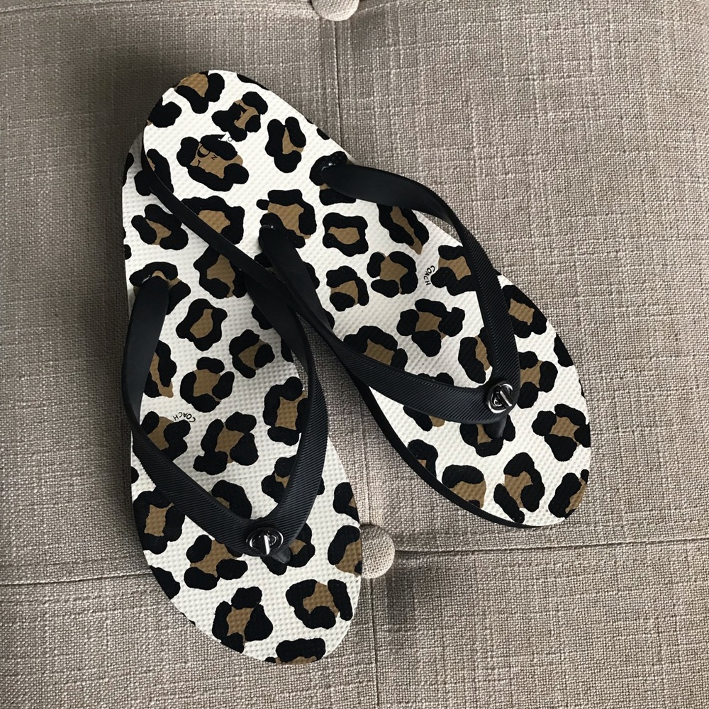 Coach Leopard Flip Flops
